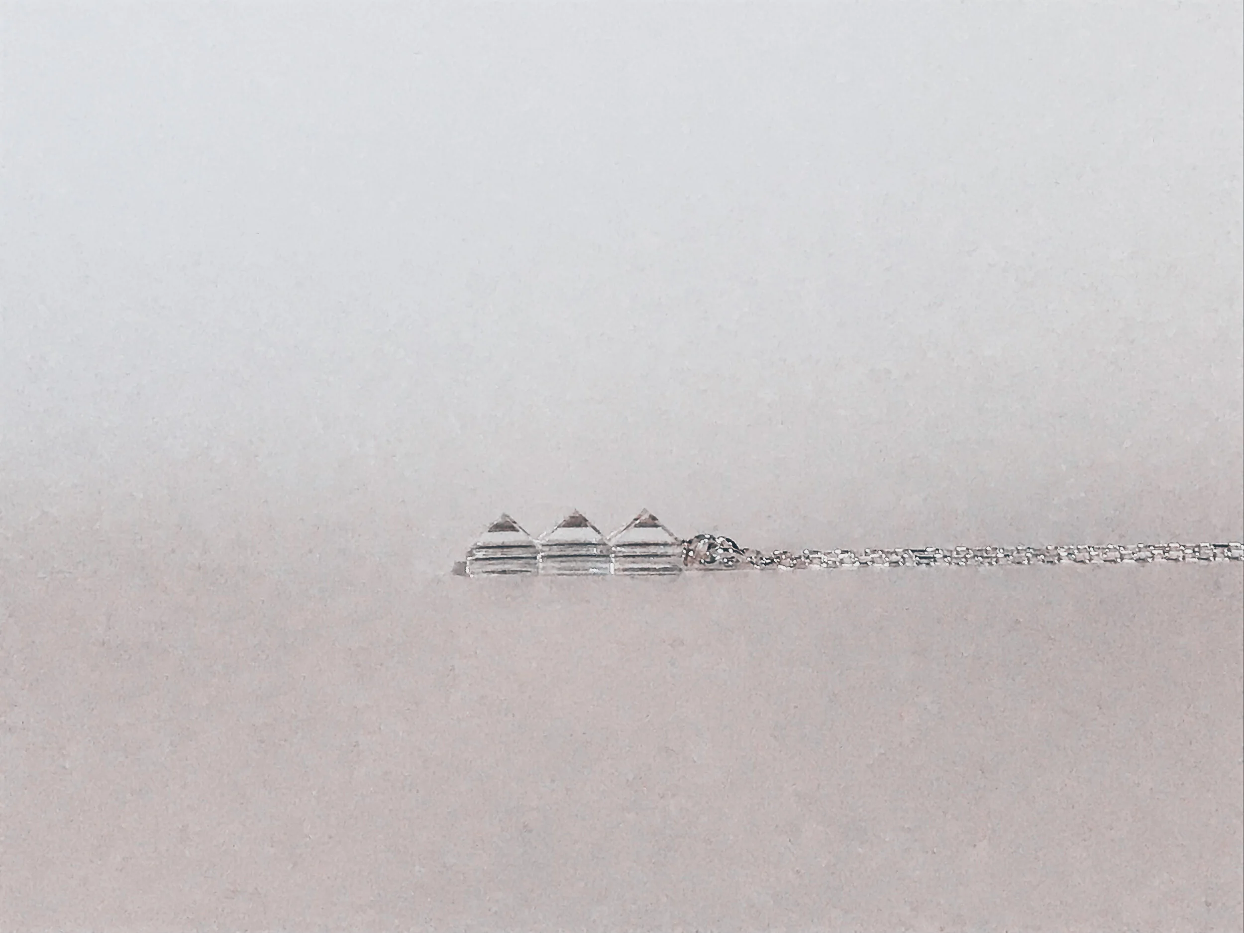 FRAMED EAR THREADER, crystal, silver