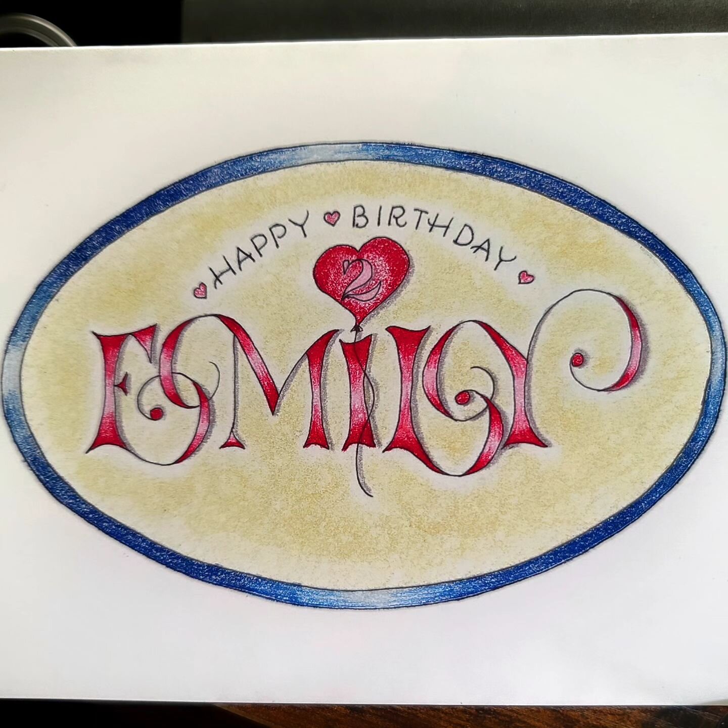 I'm so enjoying making birthday cards for all my new family members! This one was handlettered in colored pencil at 5x7. But I thought it would fare better in the hands of a toddler if it were smaller and printed. I like the results of this digitized