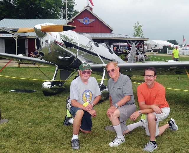   The Team responsible for the restoration, right, Restoration Lead, Doug Smith, middle, Owner, Pilot Ted Teach.  