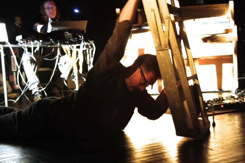 Blake-Plock and Thomas Dimuzio performing at High Zero 2012. Photo by Stewart Mostofsky.