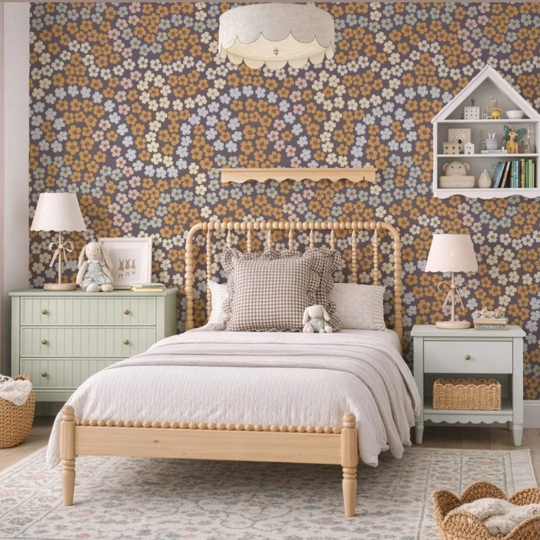 Soft florals, sweet dreams, and a touch of storybook charm 🌸✨

This delicate wallpaper brings warmth and whimsy into this precious little girl&rsquo;s room&mdash;layering gentle tones, playful patterns, and a cozy atmosphere that feels both timeless