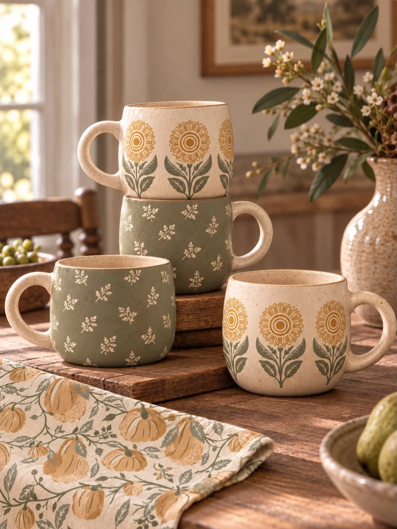 A little autumn charm for the everyday. 🍂

Soft sage, golden sunflowers, and hand-drawn pumpkins &mdash; a collection inspired by slow mornings, warm kitchens, and the simple beauty of home.

I love how these patterns come together, bringing a littl