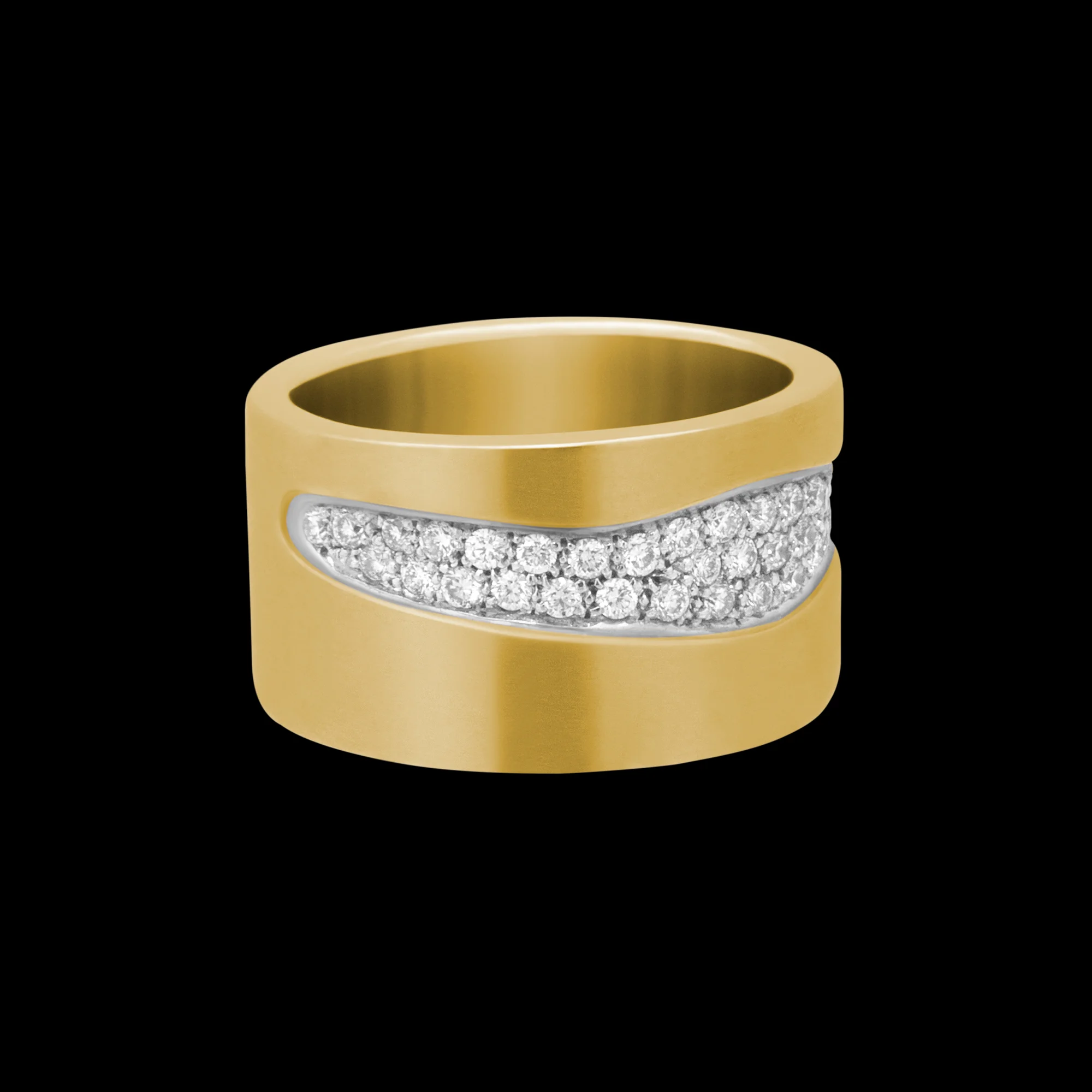 FRIDA | Fine Jewellery. Ocean Collection, Geode ring. Custom designed ring in 18kt yellow gold with pavé-set brilliant-cut diamonds set in 18kt white gold. FRI 10422A. View 2.