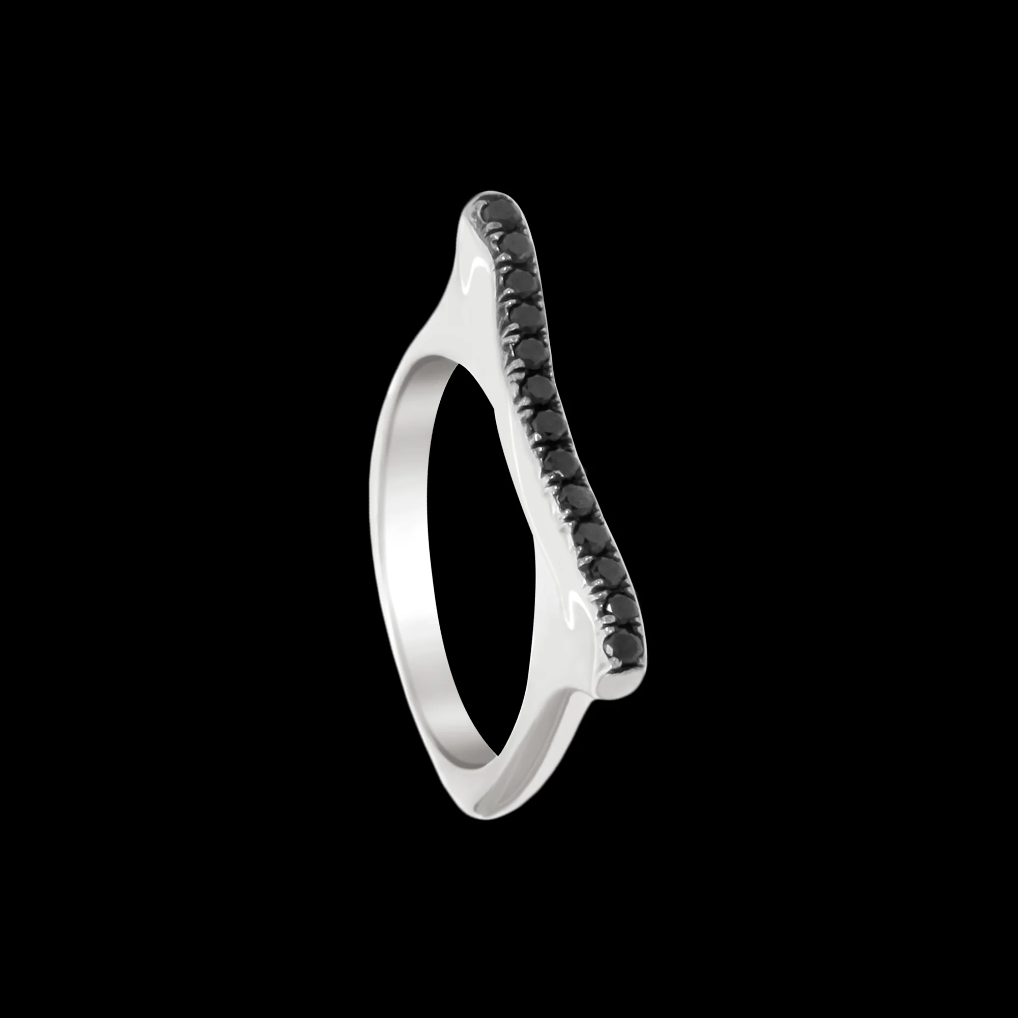 FRIDA | Fine Jewellery. Strata™ Collection. Black diamond stacking ring in 18kt white gold. FRI 10385A.