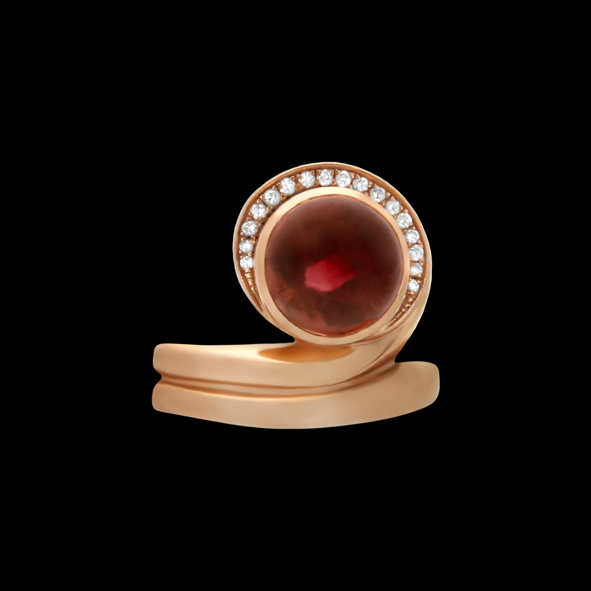 FRIDA | Fine Jewellery. Celestial Collection. Sól ring in 18kt yellow gold set with a cabochon tourmaline and diamonds. View3.jpg