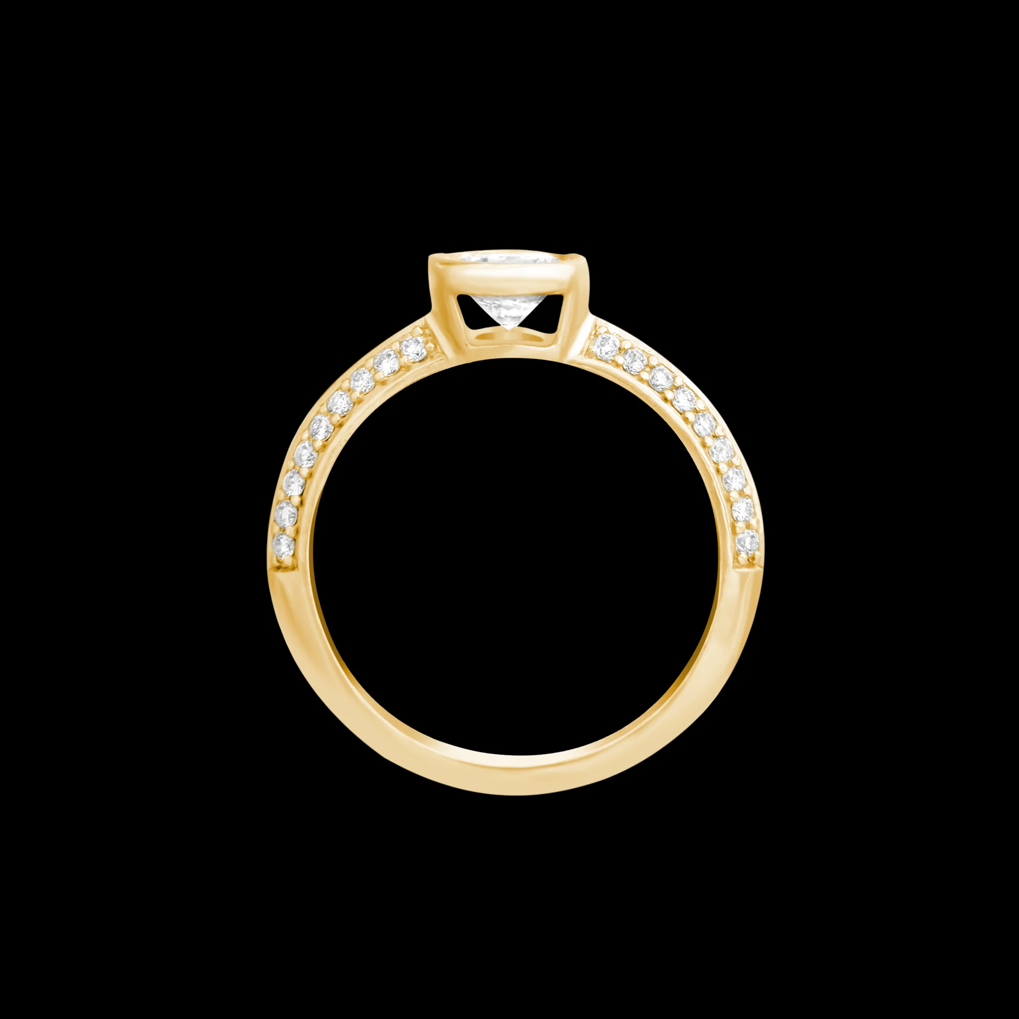 FRIDA | Fine Jewellery. Classic Engagement. Diamond knife edge ring in 18kt yellow gold. View2.