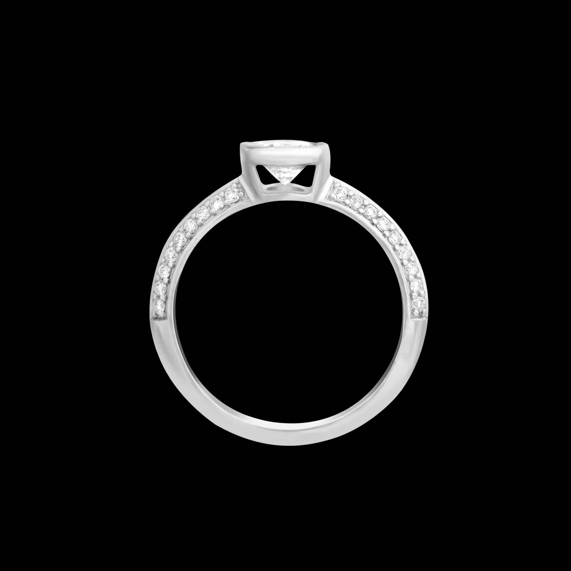 FRIDA | Fine Jewellery. Classic Engagement. Diamond knife edge ring in 18kt white gold. View2.