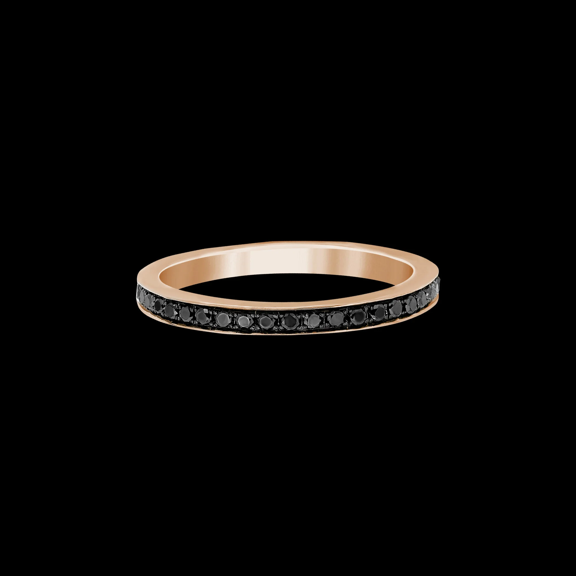 FRIDA | Fine Jewellery. Black diamond stacking eternity ring in 18kt pink gold. View 2.jpg