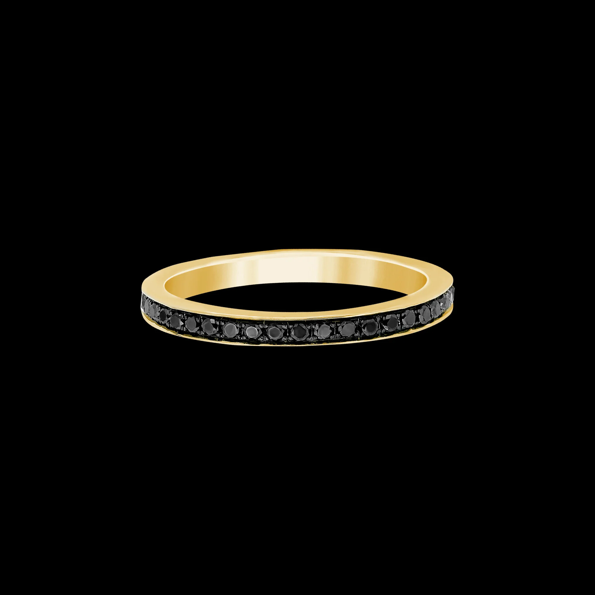 FRIDA | Fine Jewellery. Black diamond stacking eternity ring in 18kt yellow gold. View 2.