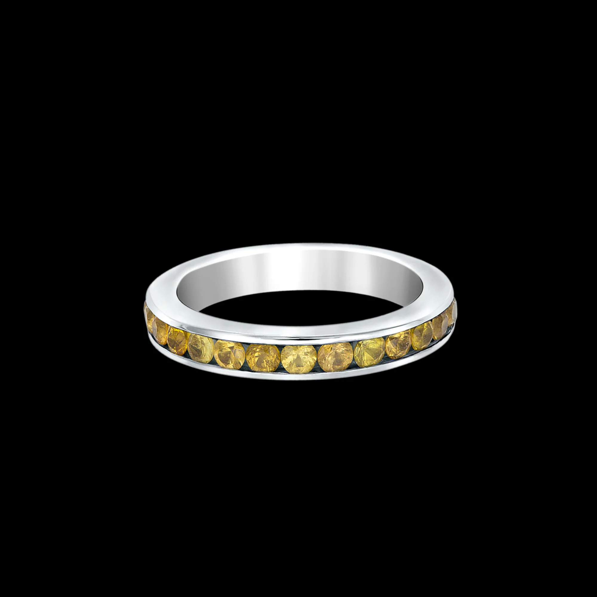 FRIDA | Fine Jewellery. Yellow sapphire stacking eternity ring in 18kt white gold. View2.