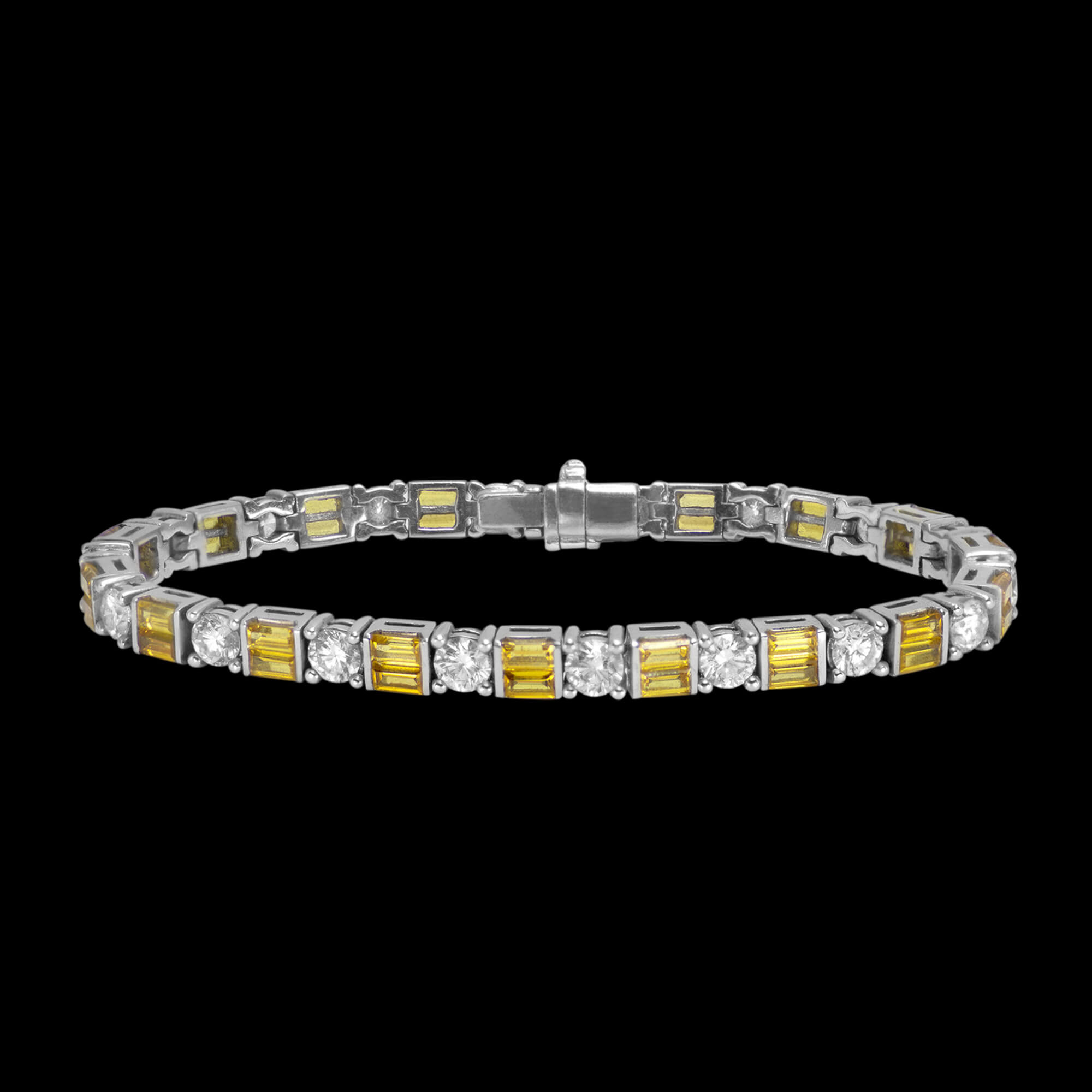 Round & Baguette Diamond Bangle Bracelet - Nuha Jewelers