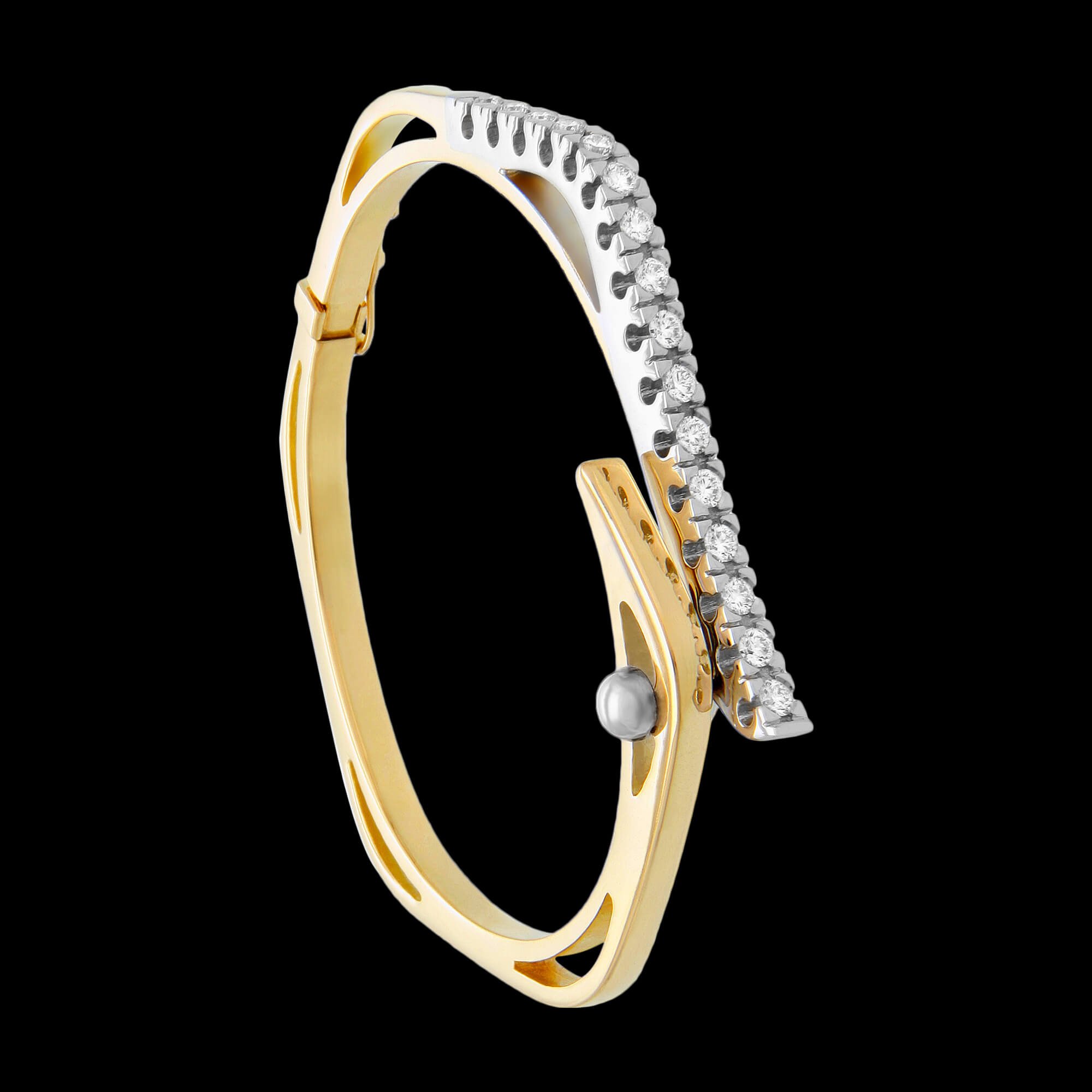 Custom 18kt yellow and white gold Wave bracelet with diamonds. FRIDA | Fine Jewellery.jpg