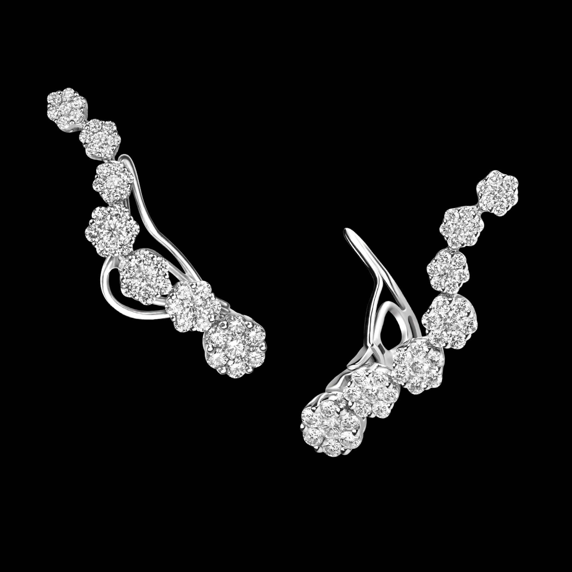 Custom 18kt white gold diamond cluster ear climbers. FRIDA | Fine Jewellery.jpg