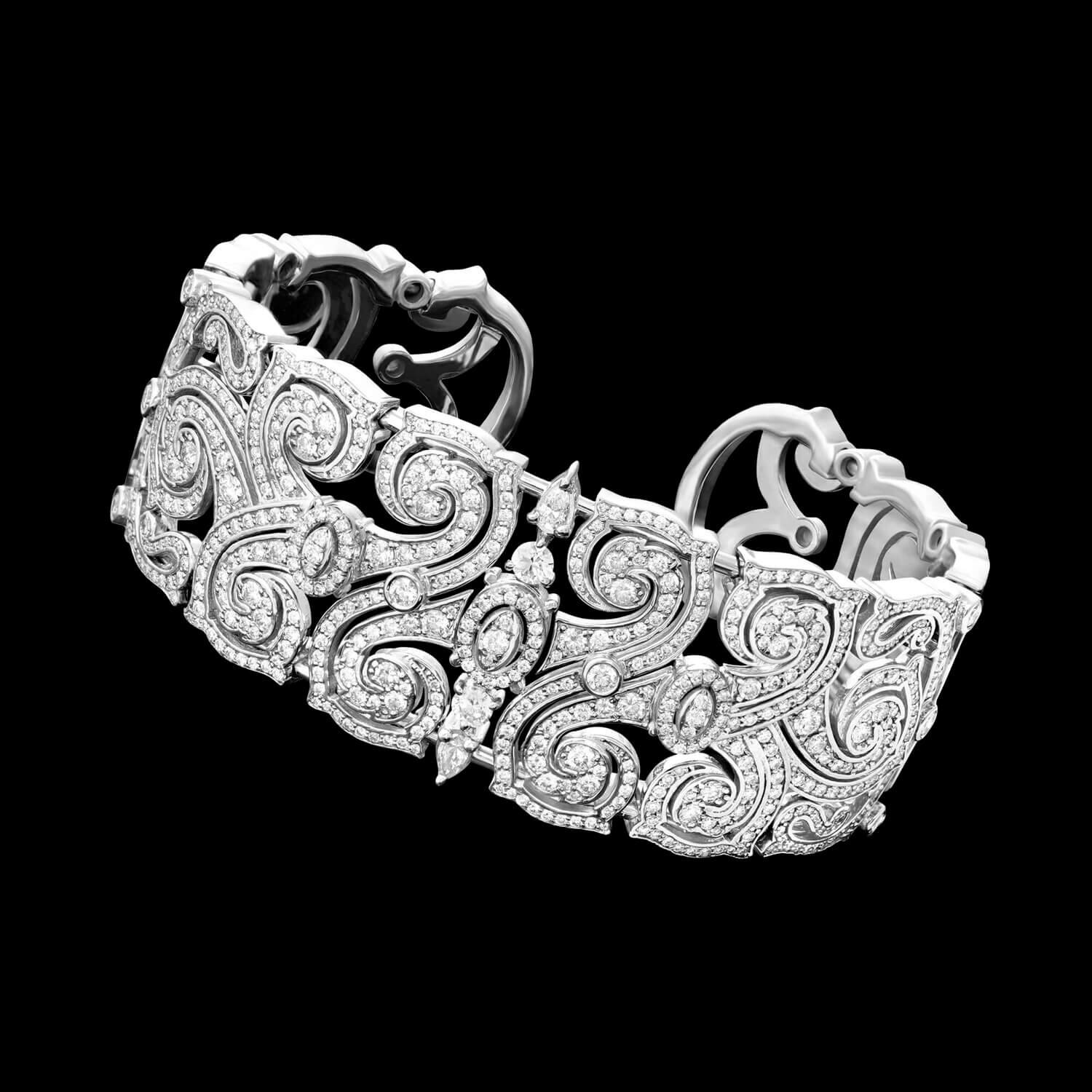 Custom 18kt white gold vintage-inspired diamond cuff. FRIDA | Fine Jewellery.jpg