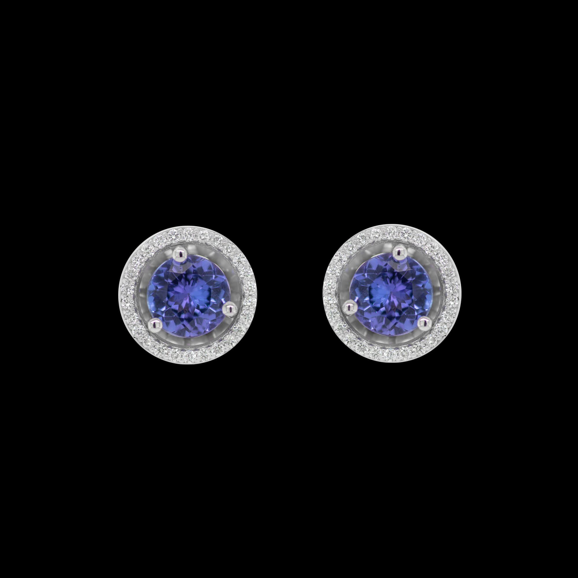 Custom 18kt white gold tanzanite stud earrings with diamond enhancers. FRIDA | Fine Jewellery.jpg