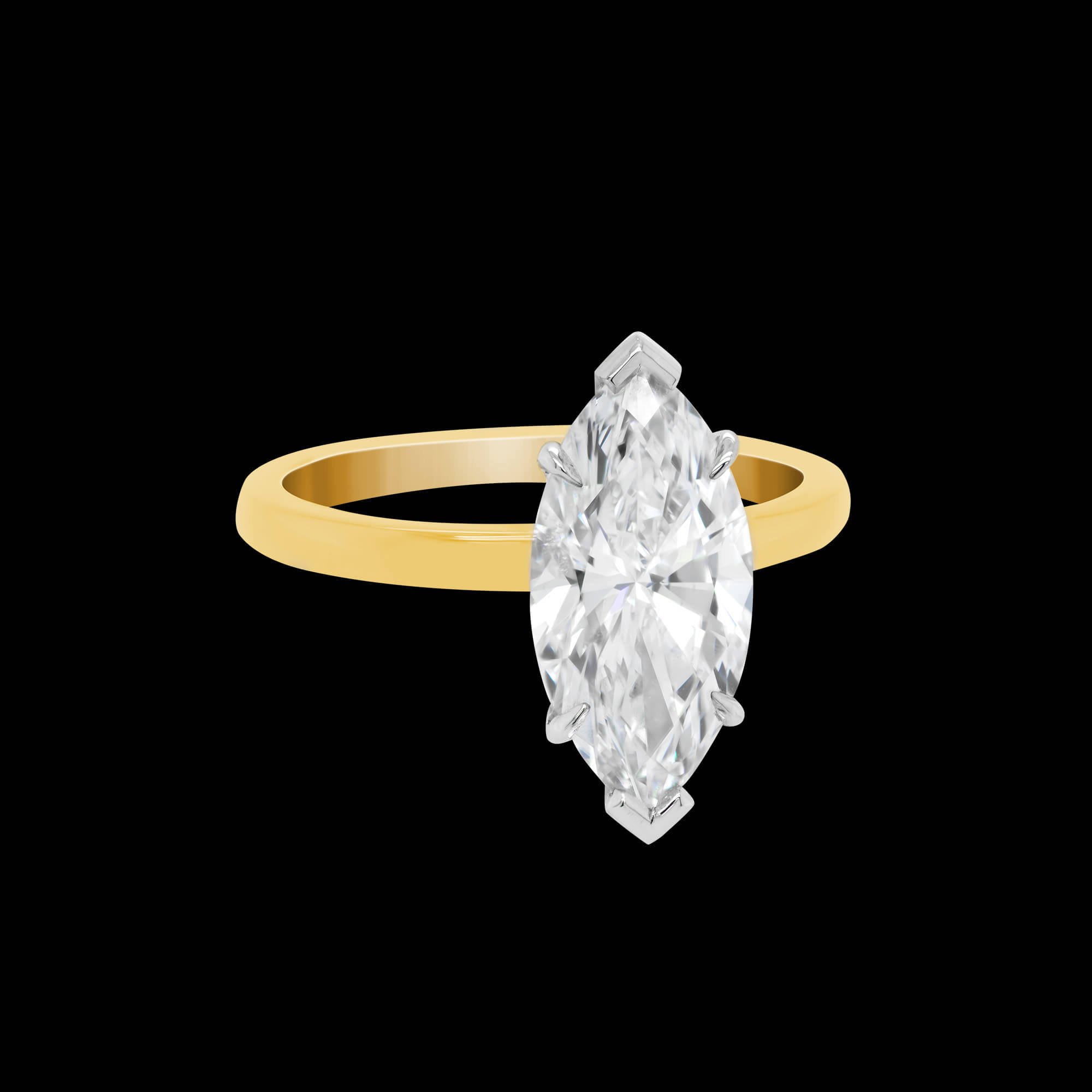 Custom 18kt yellow gold solitaire engagement ring with a marquise diamond | Classic Engagement. FRIDA | Fine Jewellery.jpg