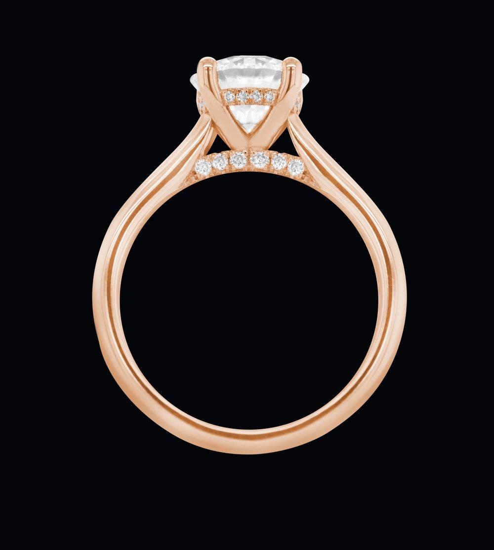 BESPOKE PINK GOLD DIAMOND SOLITAIRE ENGAGEMENT RING