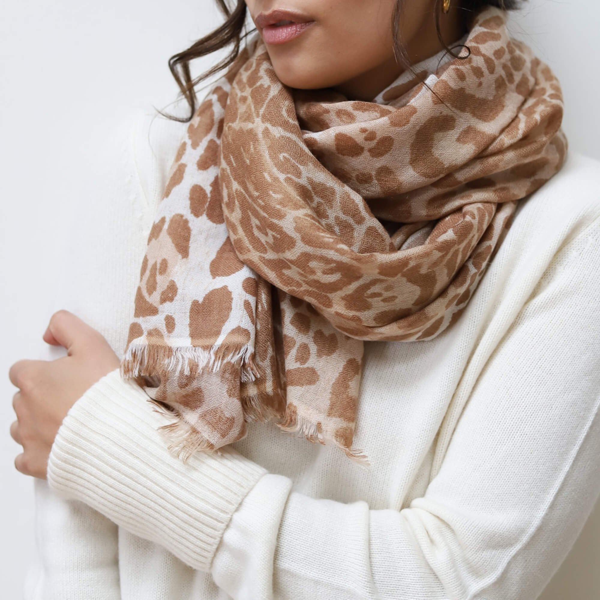 Handmade luxury Himalayan cashmere scarf. PAVA Cashmere. Calico Leopard Print. Wrap. FRIDA | Fine Jewellery.jpg