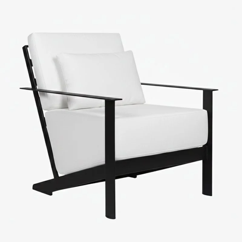 Calusa outdoor modern lounge chair, white upholstery