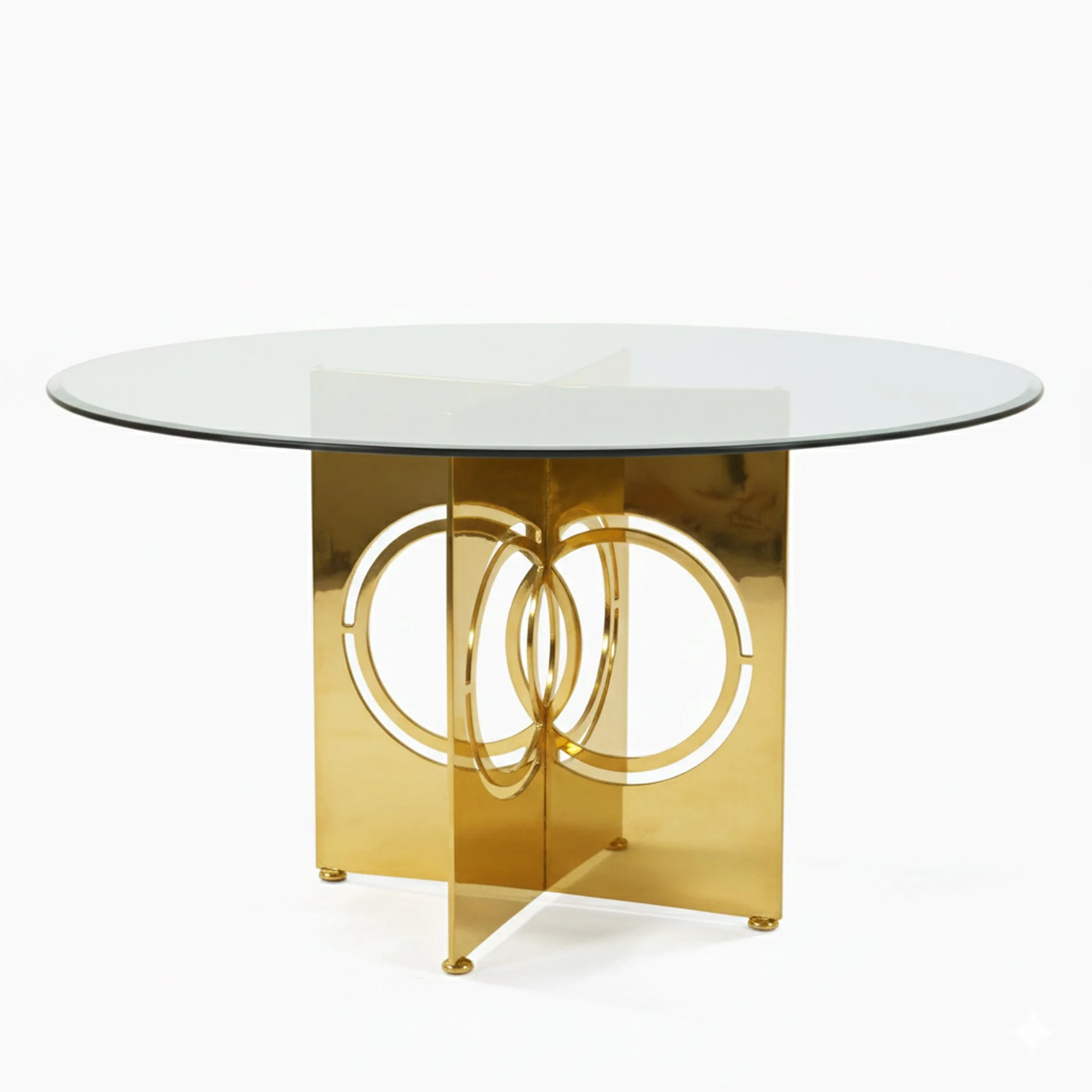 Chicago Dining Table Brass base with glass top