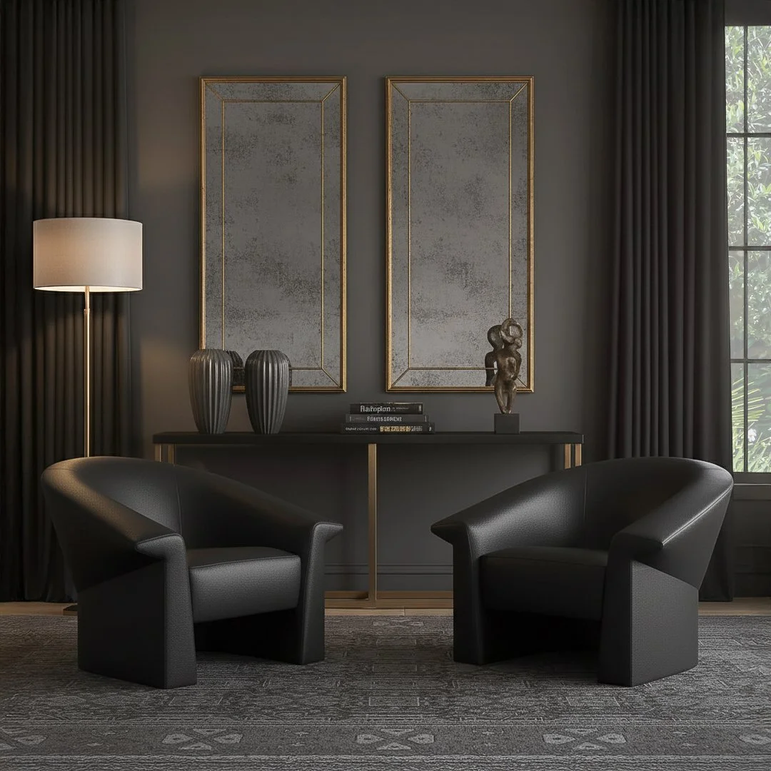 Harpo Lounge Chair in Black Leather