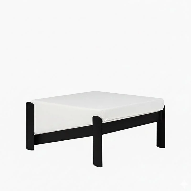Calusa Outdoor Ottoman, white upholstery, black frame