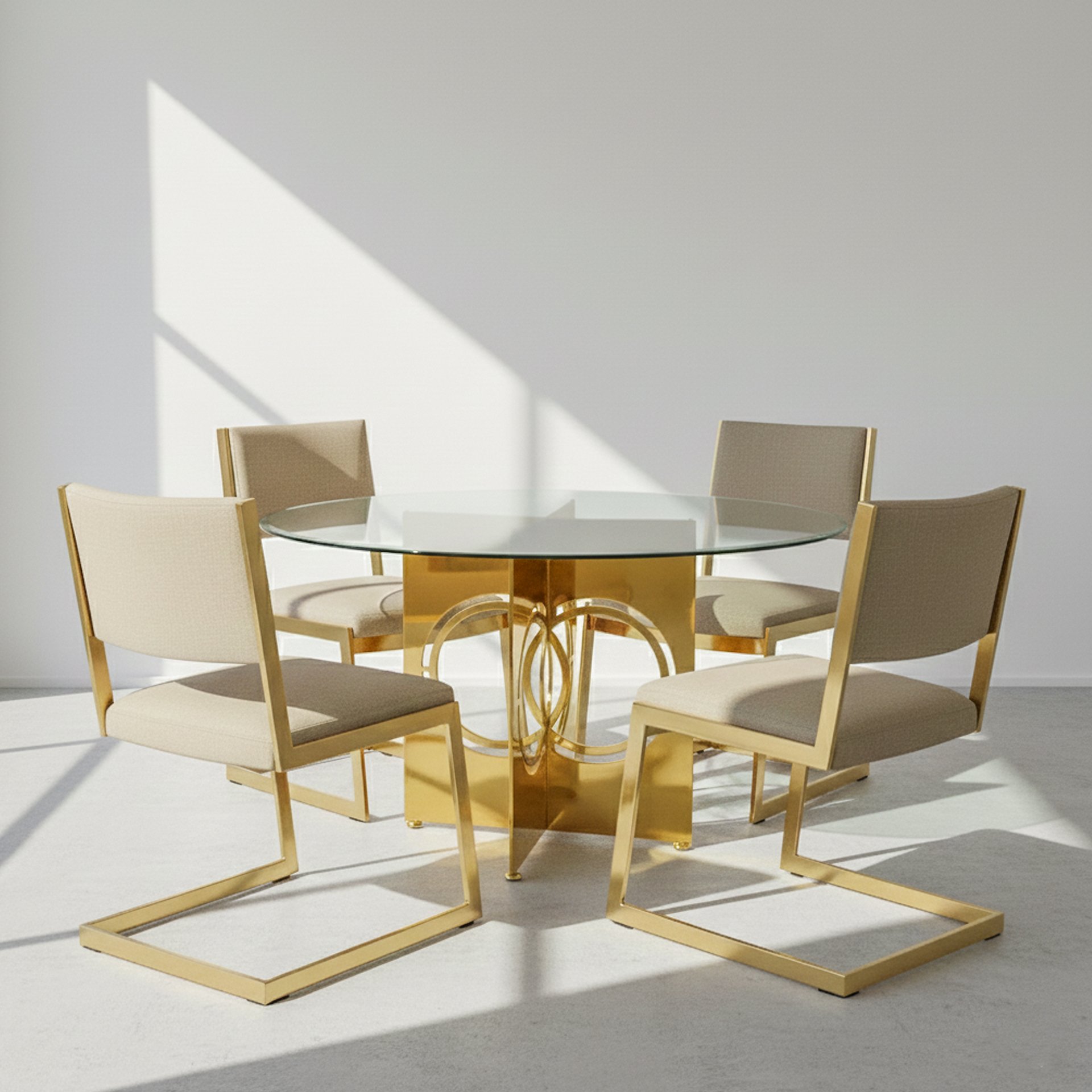Chicago Dining Set in brass by Michael Wolk