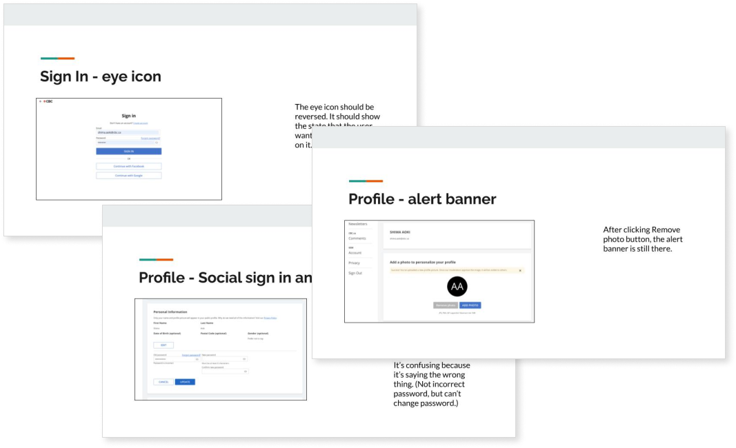 Design QA notes for feedback.
