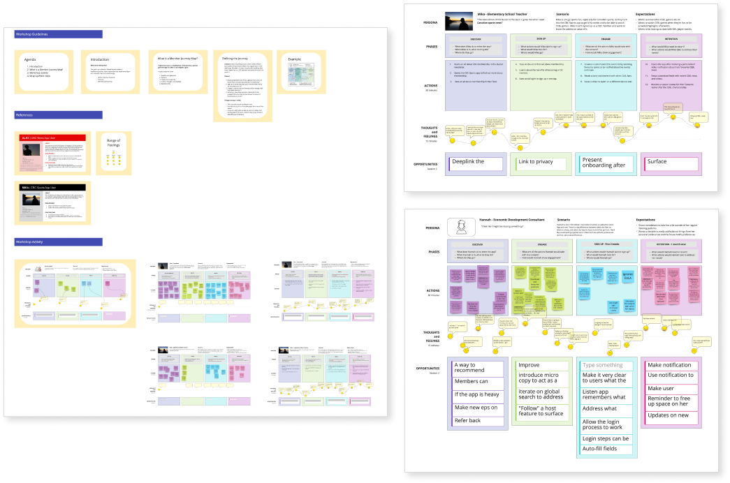 Boards from the journey mapping workshops.