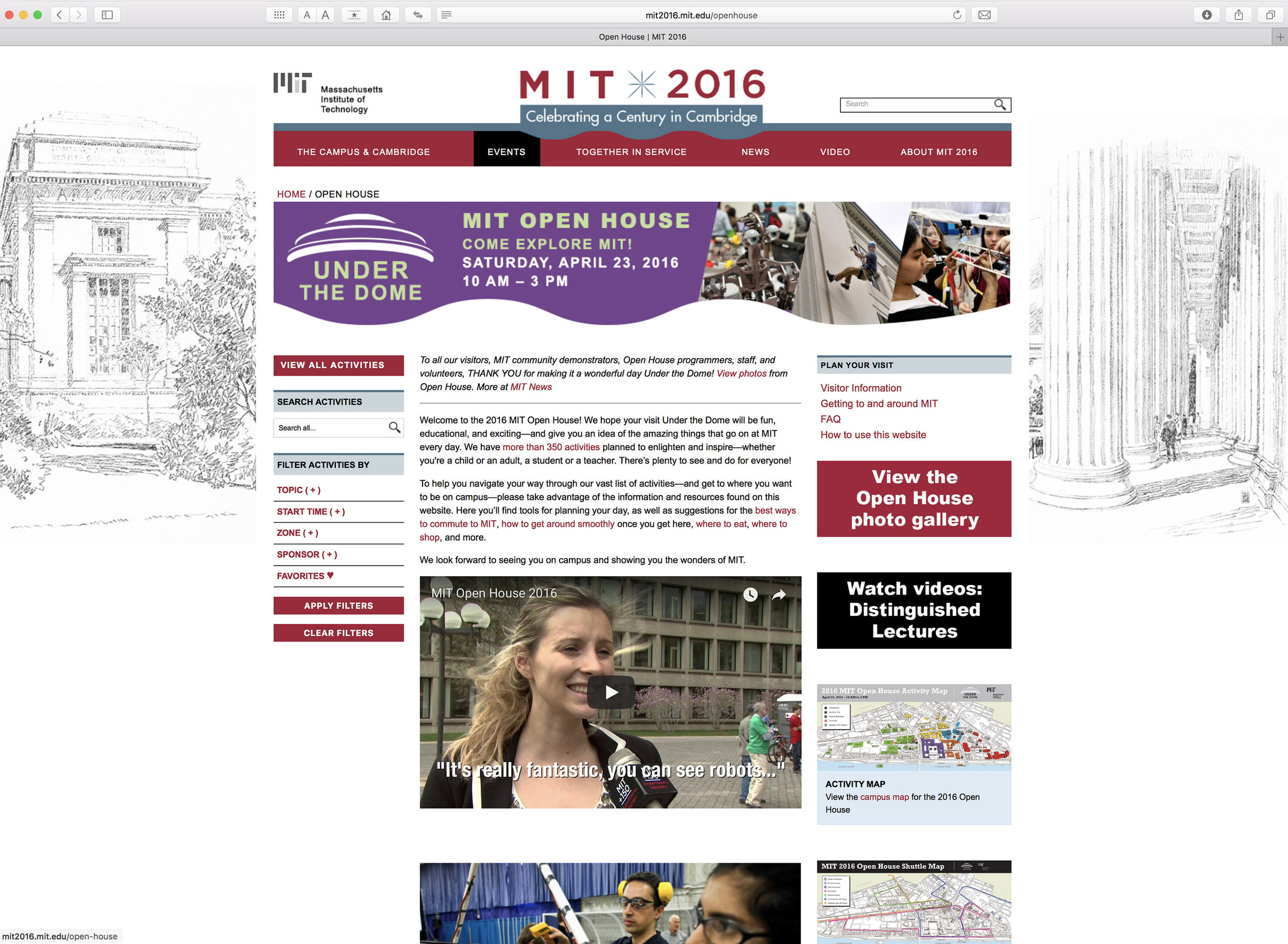 MIT 2016 website, Open House
