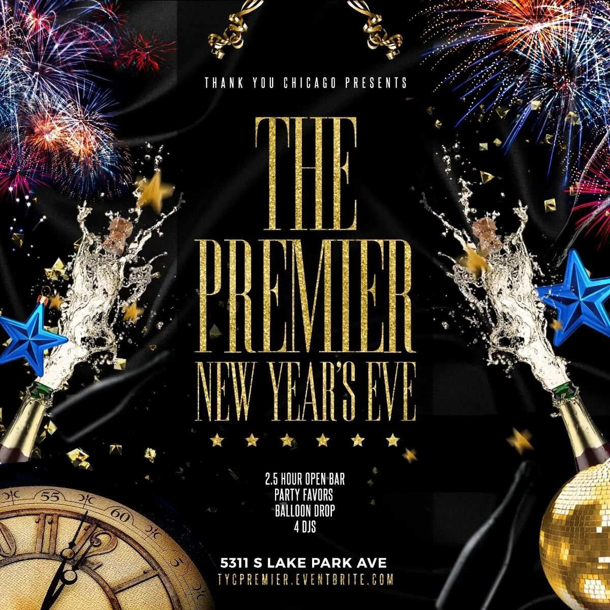 NEW YEAR'S EVE W/@tychicago 
We strive to bring you the best NYE experience every time and this year we introduce you to &quot;THE PREMIER&quot;! 

2.5 hour open bar 
Balloon drop
Party favors
4 DJs
Unmatched Vibes

Come dressed to impress | tickets 