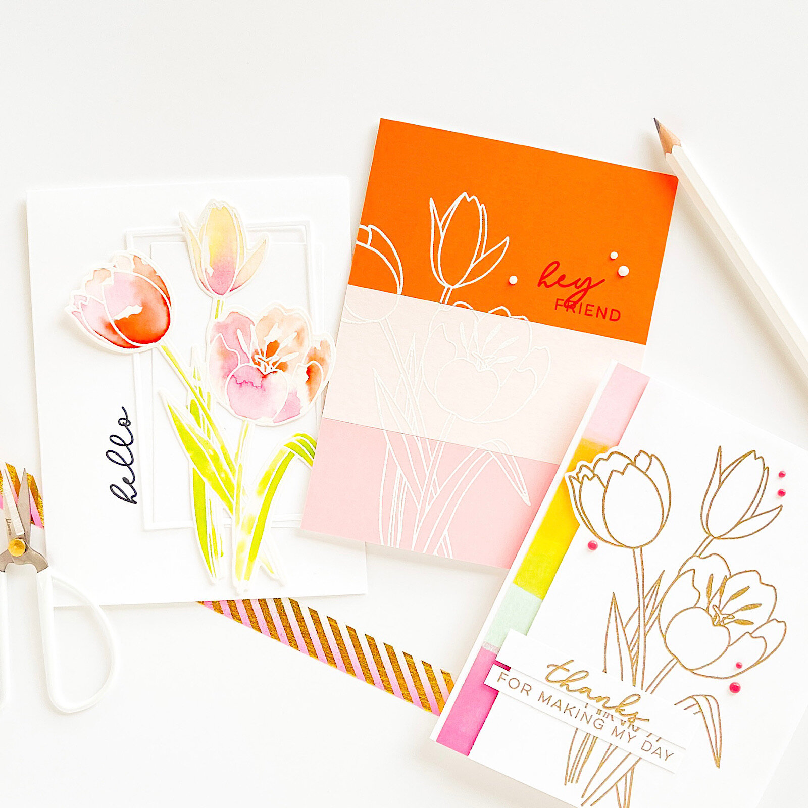 THREE EASY TECHNIQUES, 3 CARDS, ONE STAMP SET: MONDO TULIP