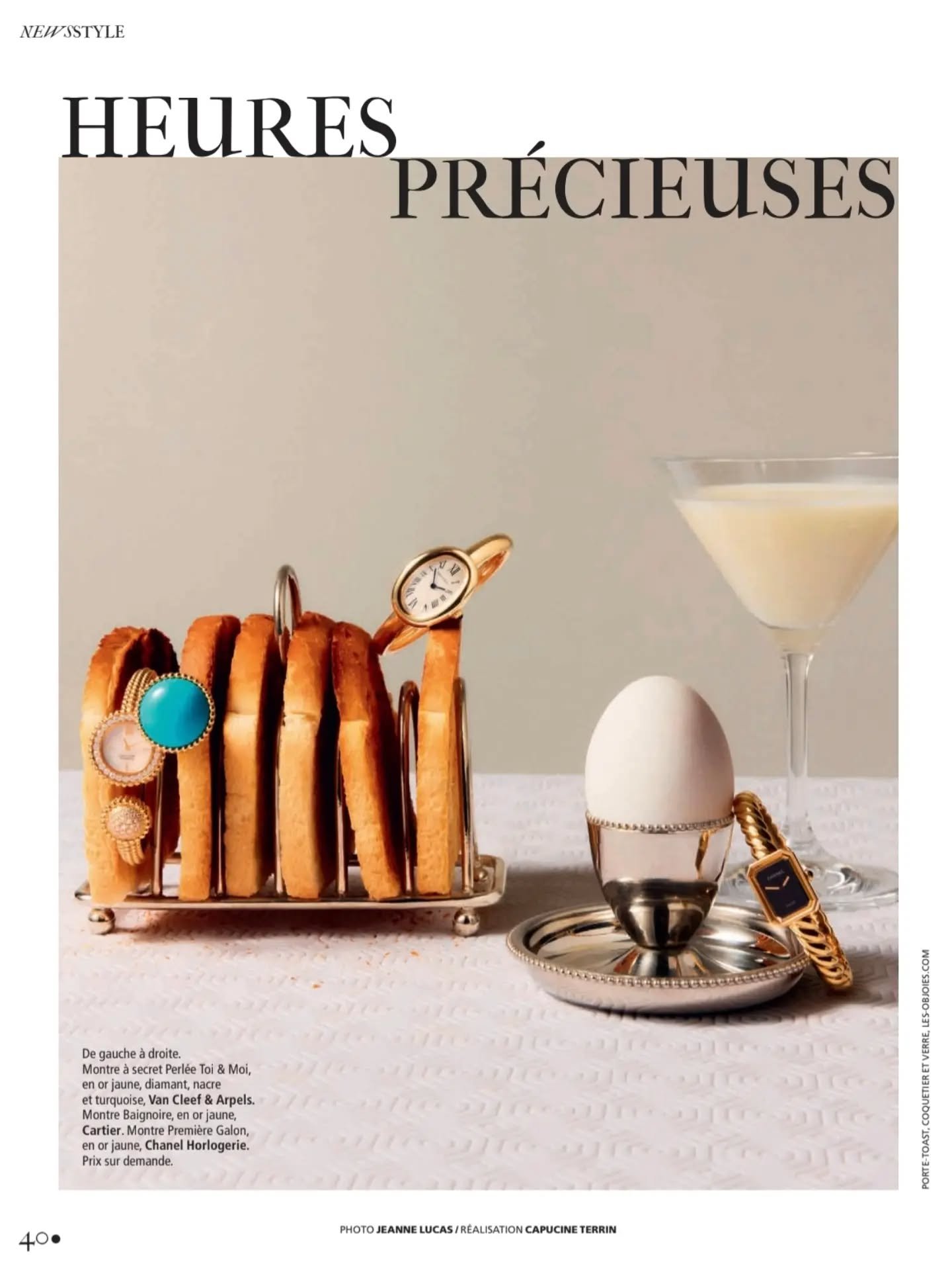 Breakfast time featuring Les Objoies x precious pieces in the latest @madamefigarofr issue
 ⌚🥚🍸🍞✨
Photo by @byjeannelucas Set design by @capucineterrin ✨