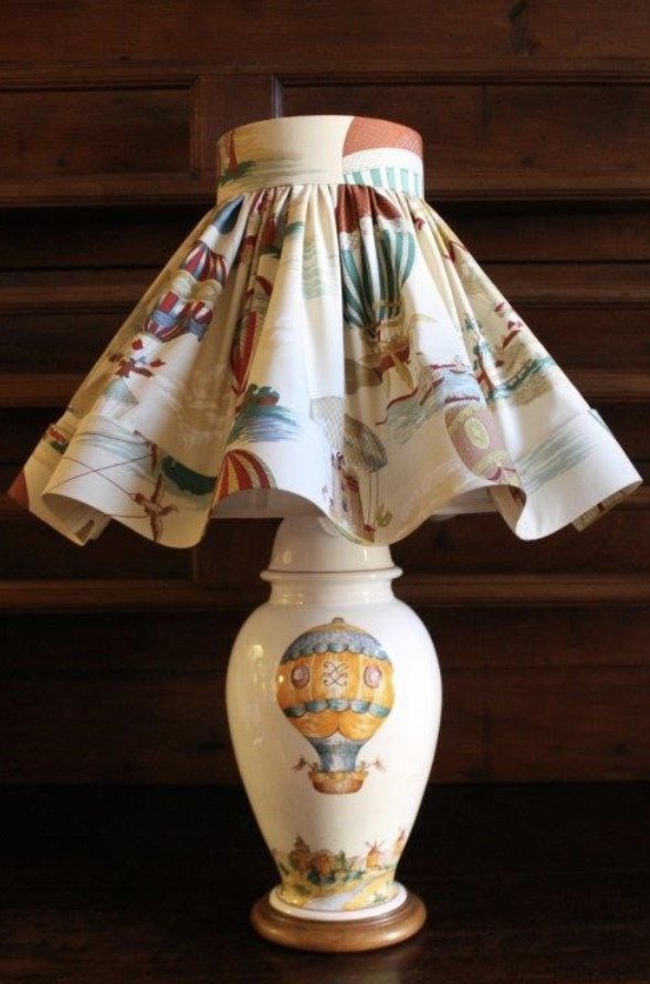 Faïnce Bondil Pelloquin Lamp with Pierre Frey Shade from France. Click to Shop