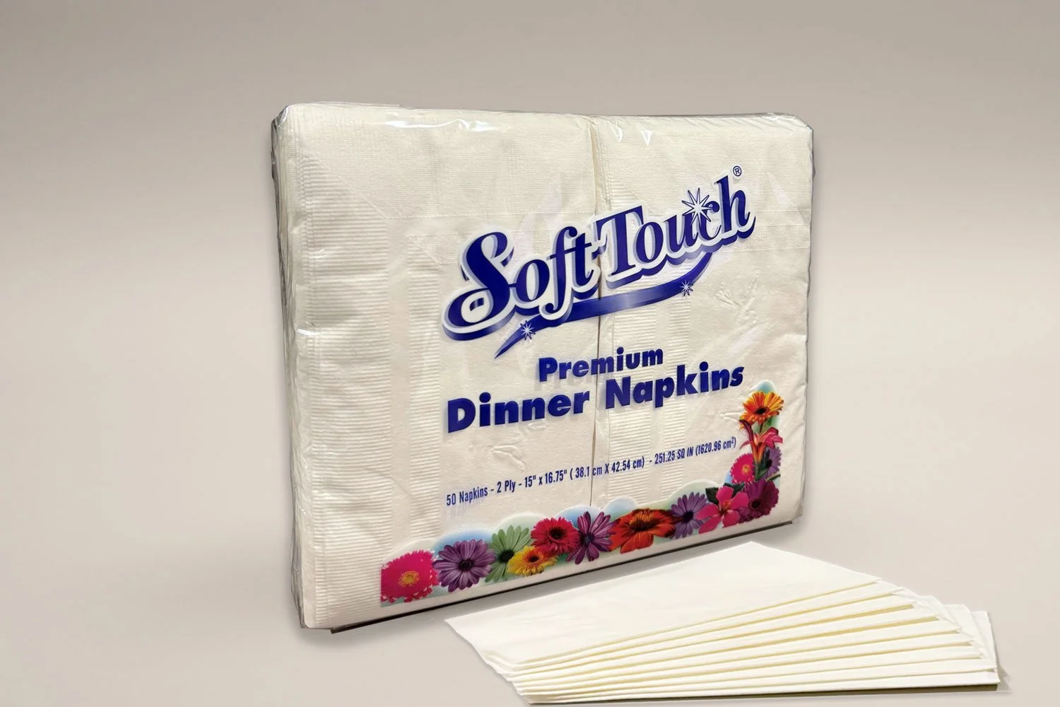 ST-357  
Description: 2 Ply Dinner Napkin  
Size: 15" x 17"  
Napkins/Package: 50 
Packages/Case: 24 
Napkins/Case: 1200 
Case Cube: 1.83  
Cases/Pallet: 55 
Full Truckload Quantity : 1430 Cases