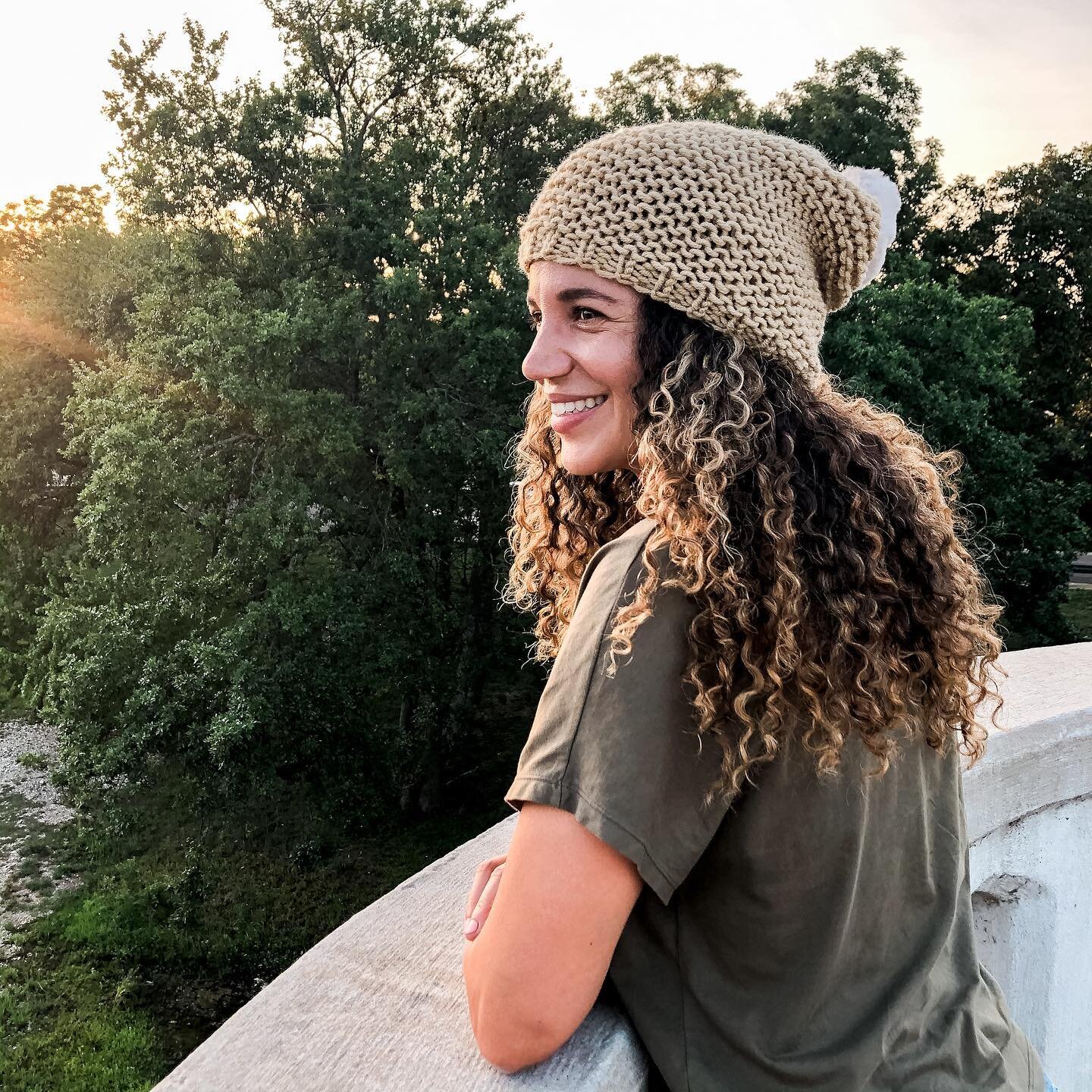 My beautiful sister in her favorite from the collection, the Bordeaux Beanie in Wheat 🌾✨

She loves this one because she can wear her voluminous, curly hair down and the beanie doesn&rsquo;t feel too tight or press down her thick curls! Where my fel