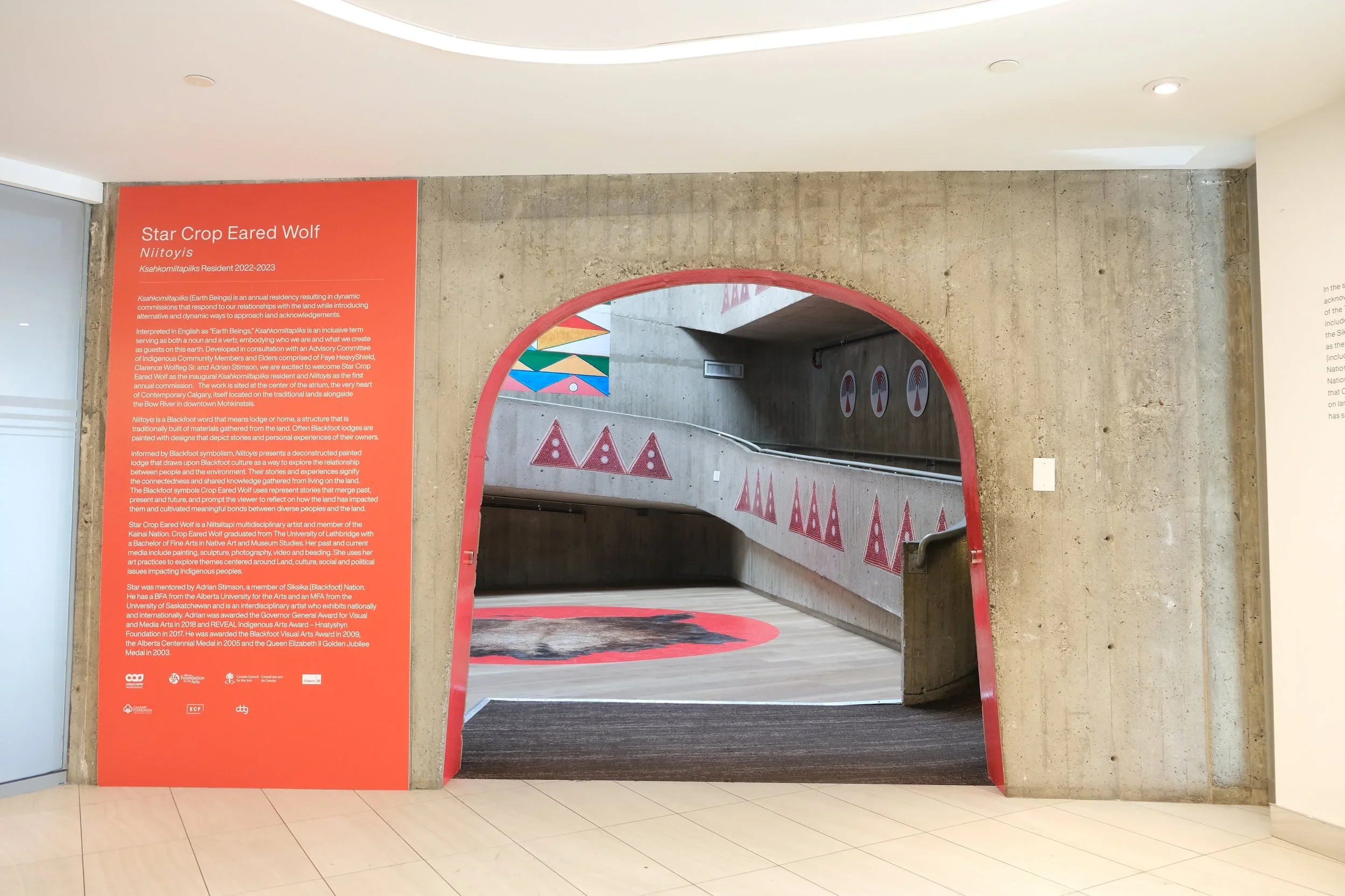  Installation view,  Star Crop Eared Wolf: Niitoyis.  June 2023 - April 2024, Contemporary Calgary. Photos by Victoria Cimolini. 