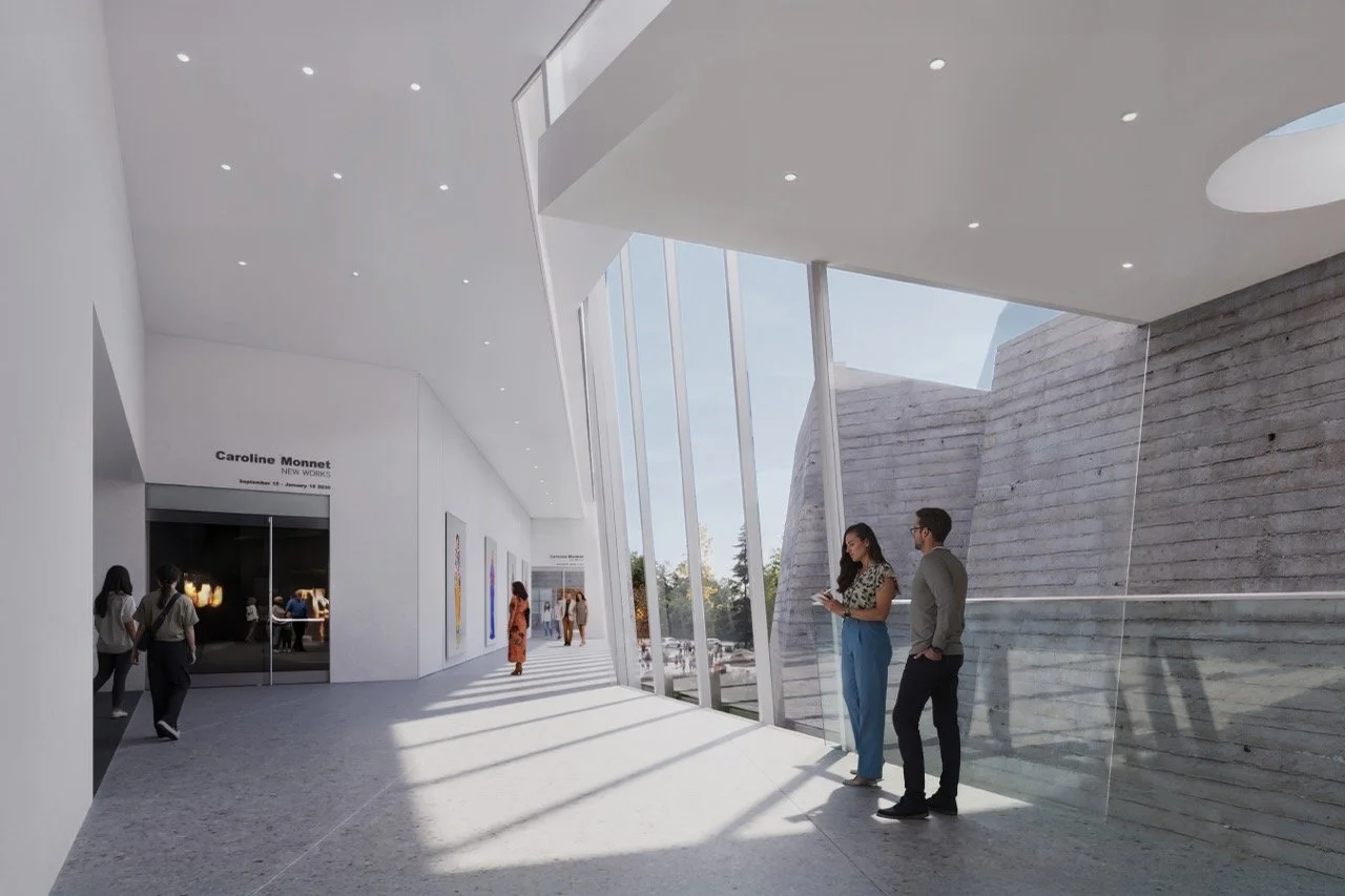   ART AND EDUCATION WING&nbsp;  New second floor gallery spaces, interior view.  Image Credit: © 2025, Contemporary Calgary, KPMB Architects, GGA Architects. Artwork in rendering by Caroline Monnet.&nbsp; 