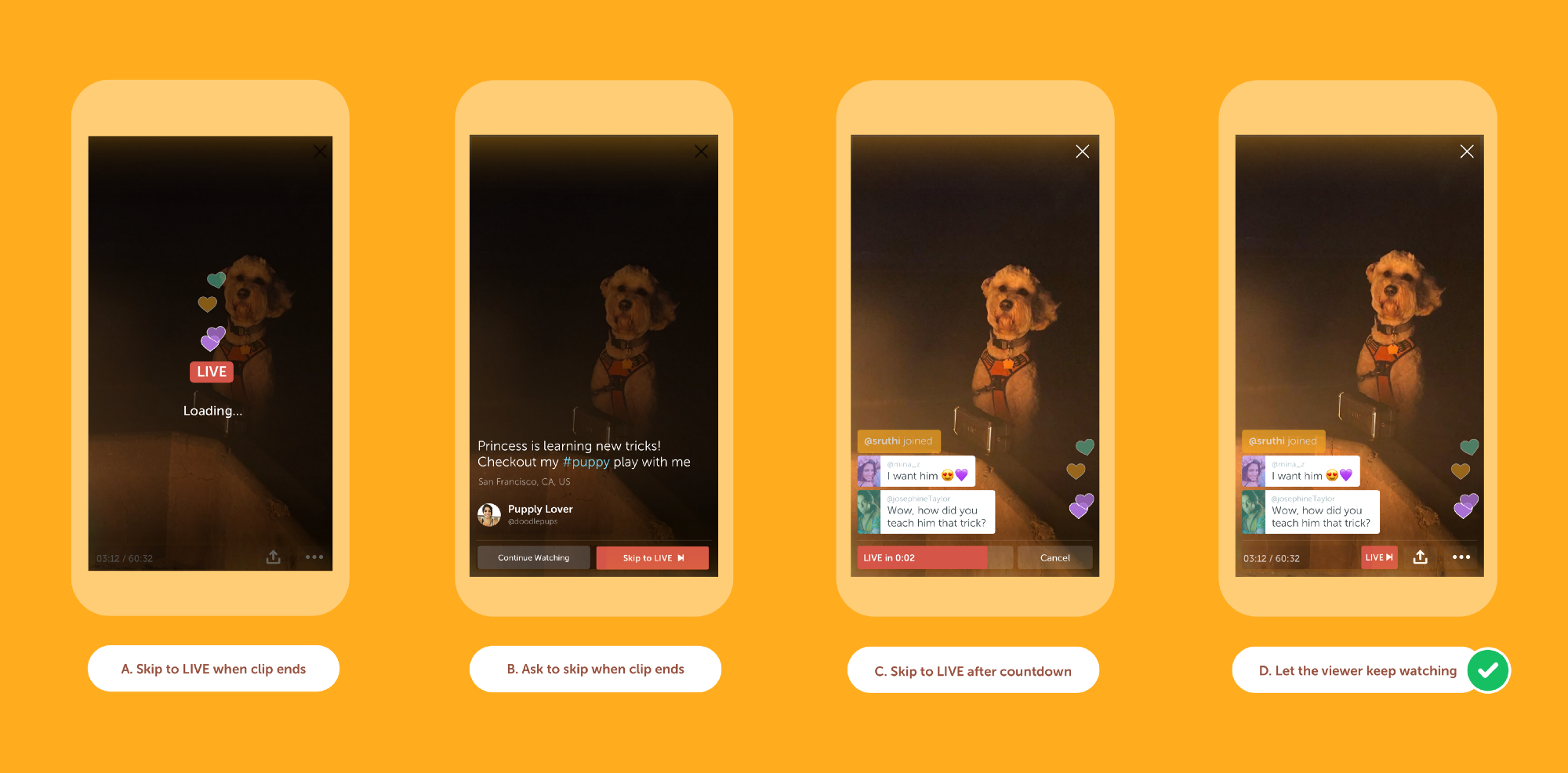 Design iterations lead us to the winning option on the right. ✅