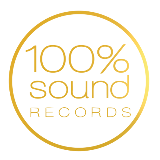 100 Precent Sound Record, Logo Design By www.JenCochrane.com