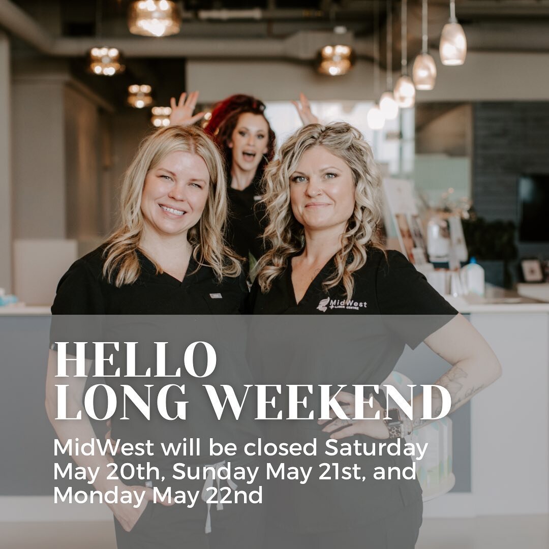 Enjoy the Long Weekend 🎣 Open 9-6pm Friday May 19th, then gone fishing ;)
We will be back with regular office hours on Tuesday May 23rd. 
.
.
.
#longweekendvibes #medspa #medspalife #yxeliving #midwestlasercentre