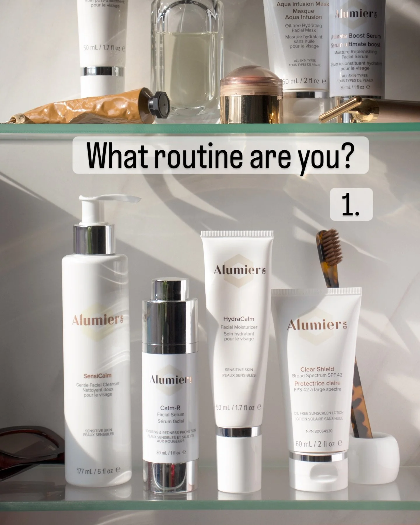 TELL US! What routine would be your go to? 
All entries will be put in draw to win an AlumierMD skin basket valued at over $400!! 
(Draw Feb 2nd, must be able to pick basket up from our Saskatoon location). Comment below which routine would be best f