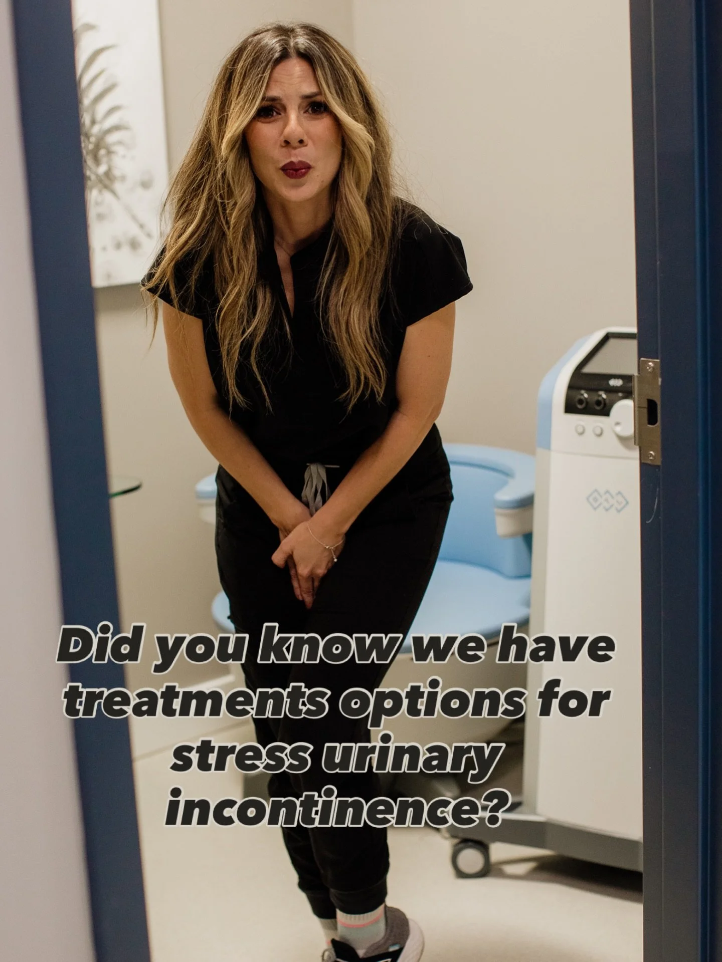 We offer two options for the treatment of Stress Urinary Incontinence. The Emsella is a series of six treatments done approx 2-3 days apart. The device is a chair you sit on fully clothed for a 28 min session. 
 
The second option is the IncontiLase 