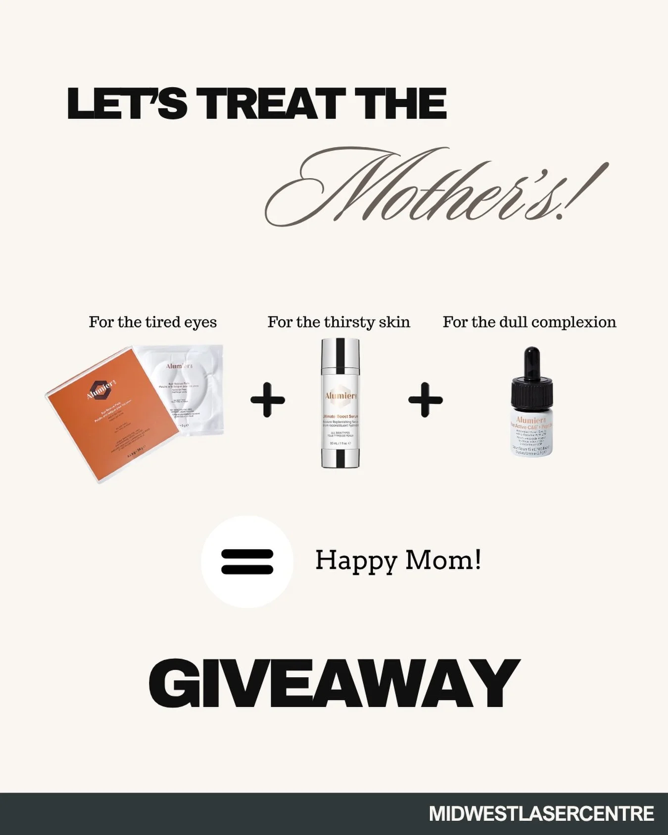 GIVEAWAY x2
✌🏼 lucky moms will be gifted this perfect self care package from AlumierMD. 
What is in it? 
A Pack of 4 Eye Rescue Pads, an Ultimate Boost Serum, and a single EverActive C &amp; E Serum. 
Value: $292 
How do you enter? 
1) Follow @midwe