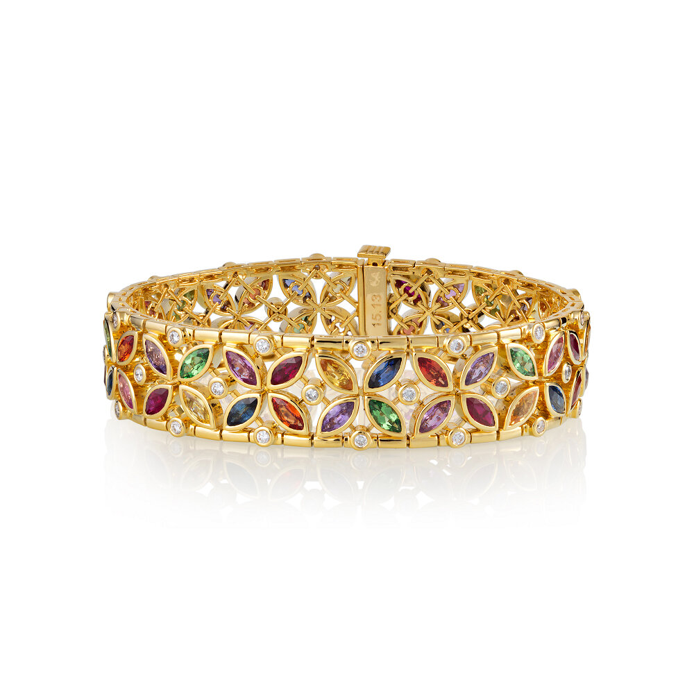 Pre-Owned 9ct Yellow Gold Diamond & Sapphire Bracelet 1607750 | Mallard  Jewellers