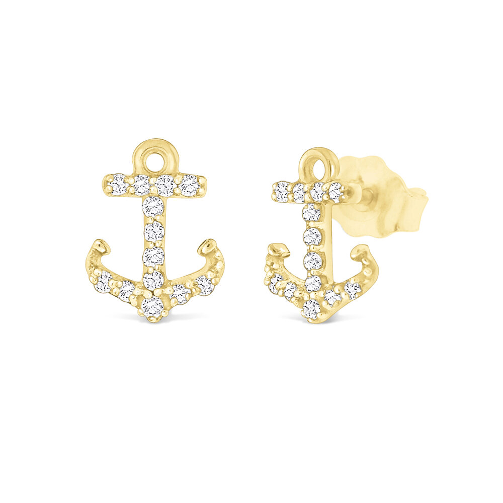 14K Diamond Anchor Earrings — Bradley's Jewelers