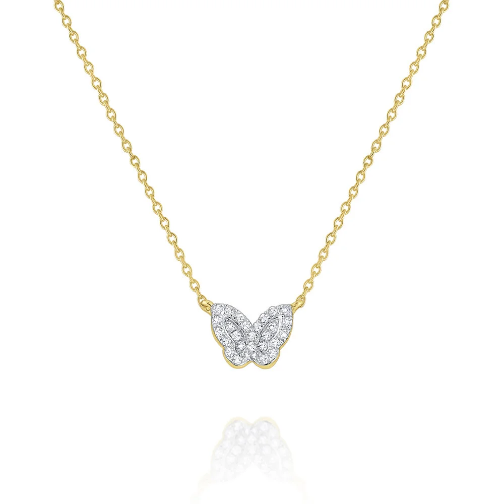 Diamond Butterfly Pendant Set in 14K Gold