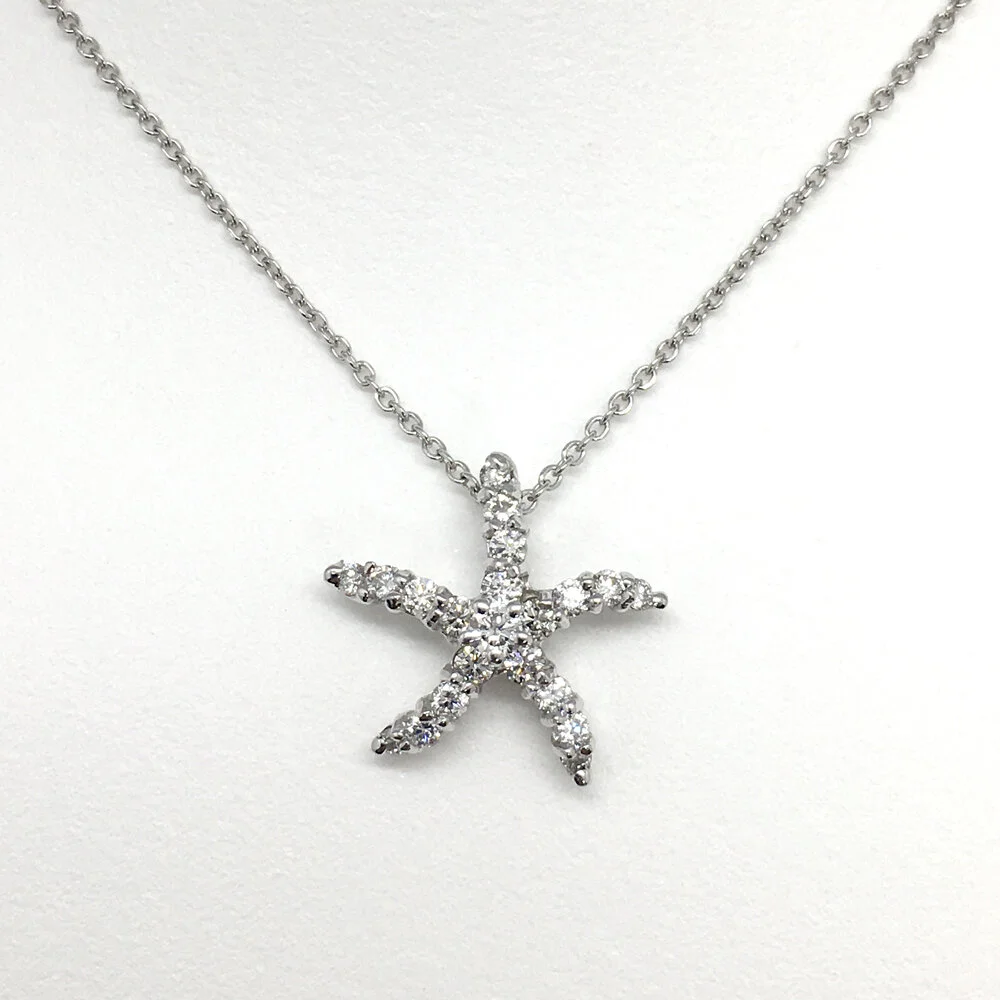 14K White Gold &amp; Diamond Small Dancing Starfish