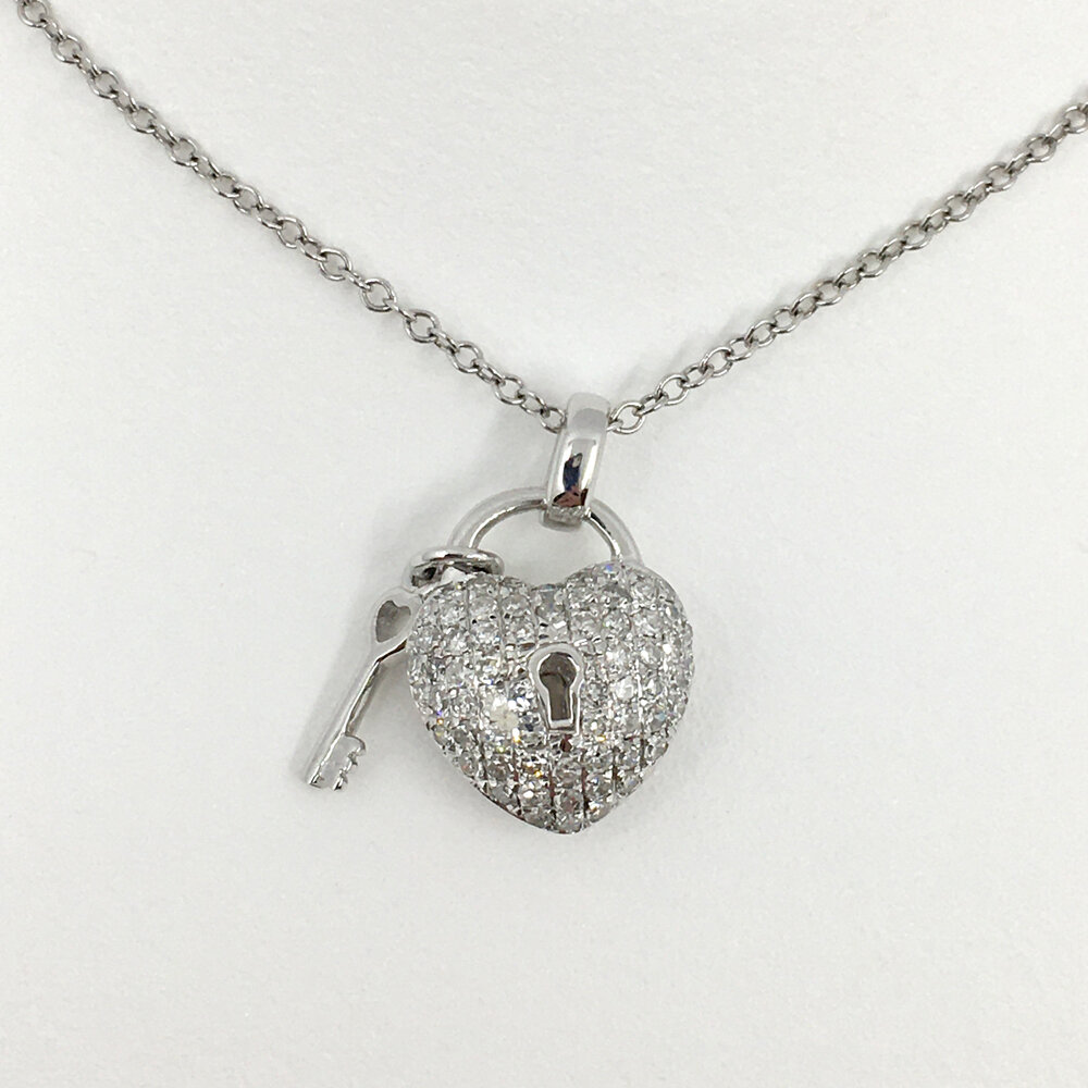 14K White Gold and Diamond Small “Key to my Heart” Pendant — Bradley's  Jewelers