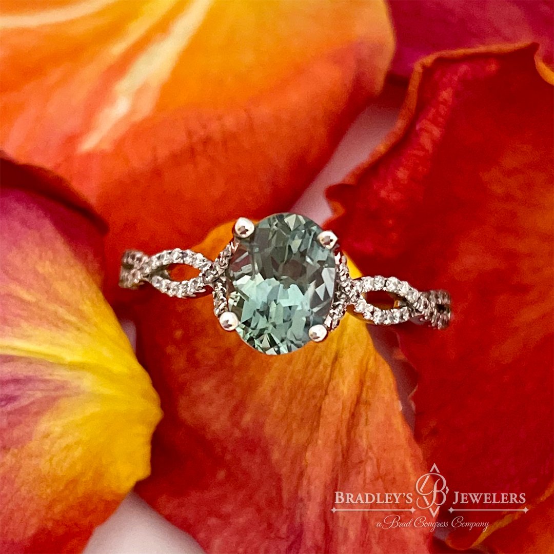 Barbara was looking for a special gemstone to replace a diamond in her ring. She asked us for an unusual color that she could really enjoy! We showed her this gorgeous peacock color Montana Sapphire, and that was it! Natural beauty found right here i